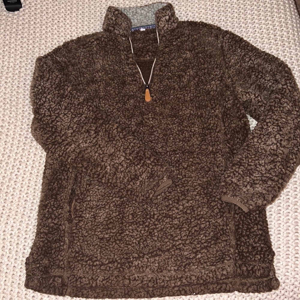 super cute quarter zip jacket, doesn’t have a brand name on it, was a gift!